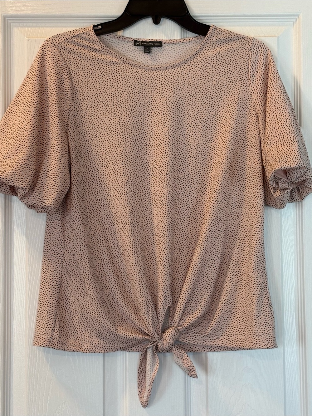 Adrianna Papell Blush Pink Tie-Front Short Sleeve Top